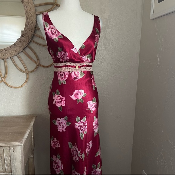 Vintage Slip Satin Silk Floral Lace Romantic Whimsical Sexy Coquette Fairy Dress - Picture 3 of 13